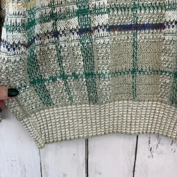 VTG Conte di Milano Green Plaid V-Neck Sweater Cosby Grandpa Italy Size Large - Picture 5 of 13